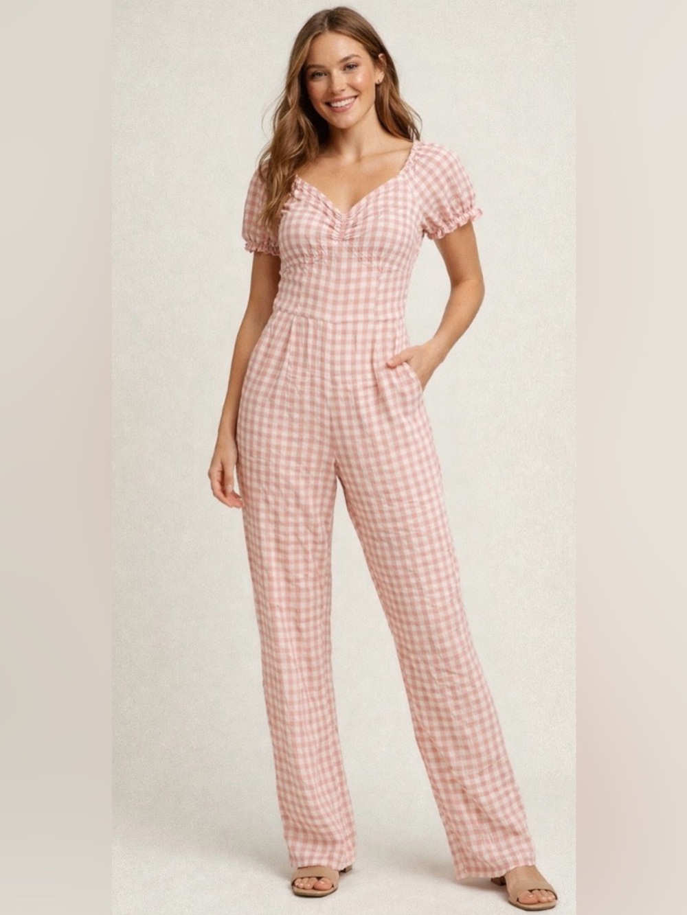 Jessica Simpson gingham jumpsuit